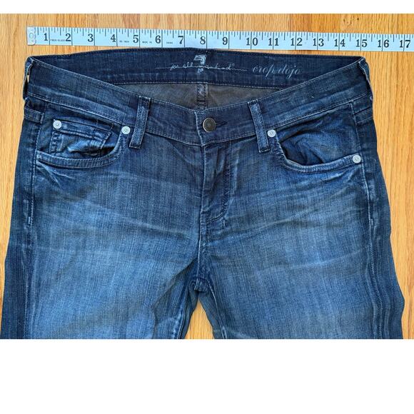 7 FOR ALL MANKIND crop dojo jeans size 27 dark wash cotton - Picture 3 of 10